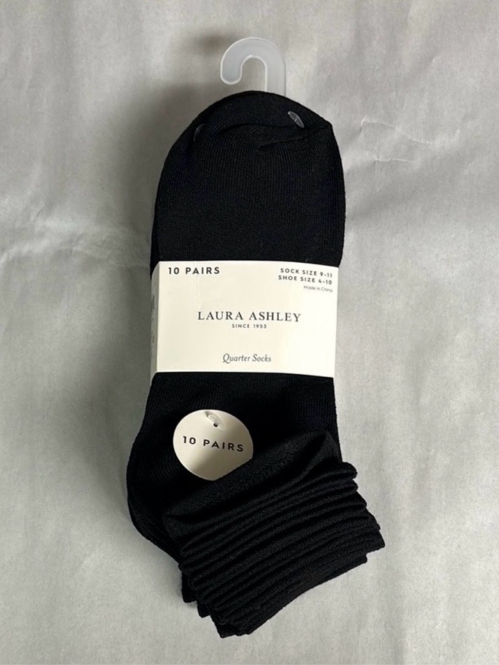 New Laura Ashley Socks Women’s 10 Pair Black Quarter Socks Casual Activewear
